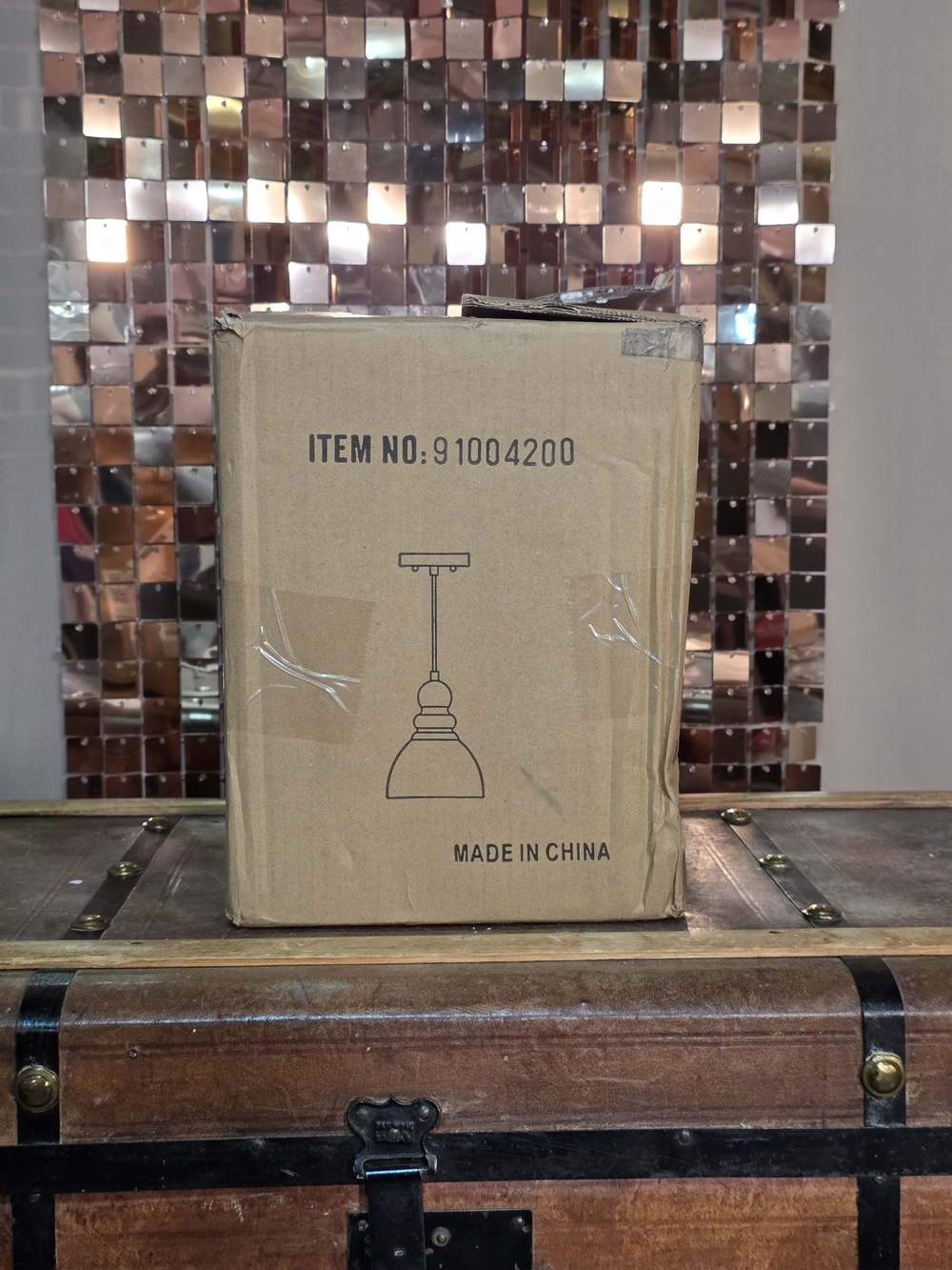NIB Modern Clear Glass Dome Pendant Ceiling Light Matte Black